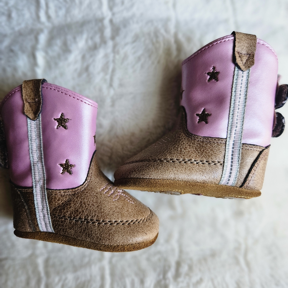 Starry Pink and Brown Kids Boots